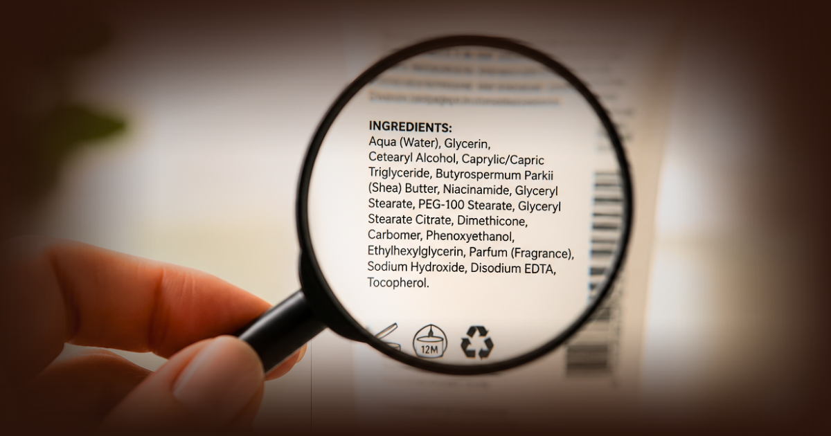 Cómo elegir cosméticos interpretando la etiqueta de un producto de skincare.